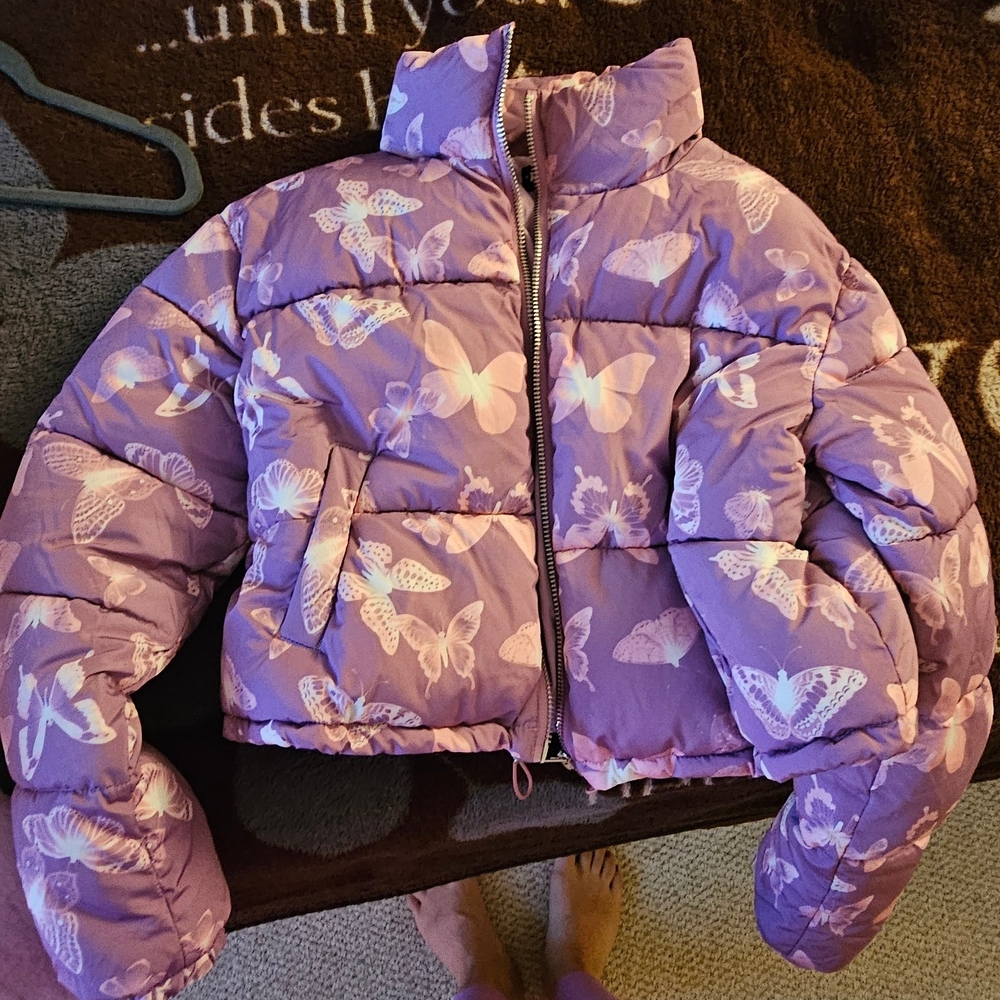Purple Butterfly Puffer Jacket SUGAR THRILLZ XS